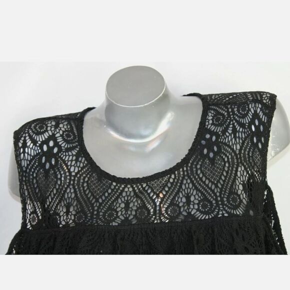 LANE BRYANT COLD SHOULDER LACE UPPER COTTON BOTTOM 18/20 BLACK DRESS NWT - Picture 4 of 7
